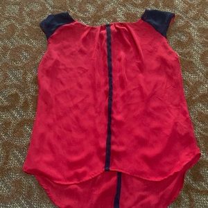 Worthington red and black sheer top size Large